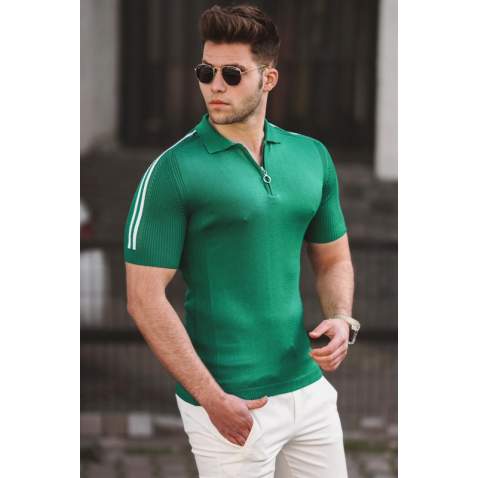 Madmext Men Knitted Green Polo T-shirt 5084 - Yeşil