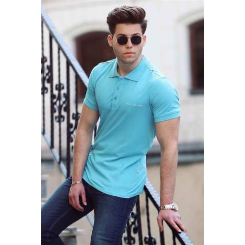 Madmext Turquoise Polo Shirt for Men 4858 - Mavi