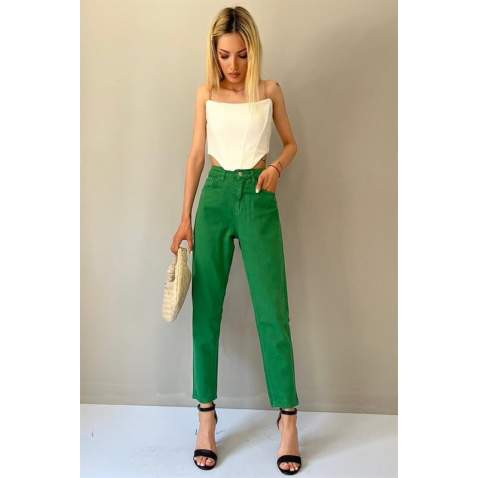 Mad Girls Mom Wear Green Jeans MG1336 - Yeşil