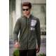 Madmext Khaki Zipper Detailed Hoodie 4168-4 - Haki