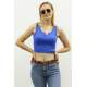 Mad Girls Light Blue Crop Top MG362 - Sax mavi