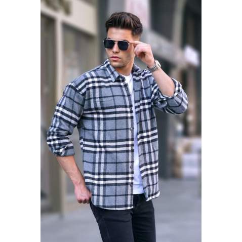 Anthracite Regular Fit Plaid Shirt 5553 - Antrasit