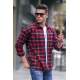 Red Chequered Design Plaid Shirt 5564 - Kırmızı