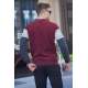 Navy Blue Designed Knitwear Sweater 5966 - Bordo