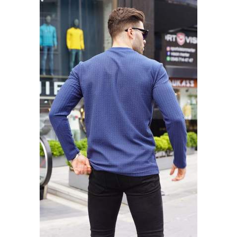 Navy Blue Basic Sweater 6007 - Lacivert