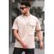 Men Oversize Beige T-Shirt 5835 - Bej