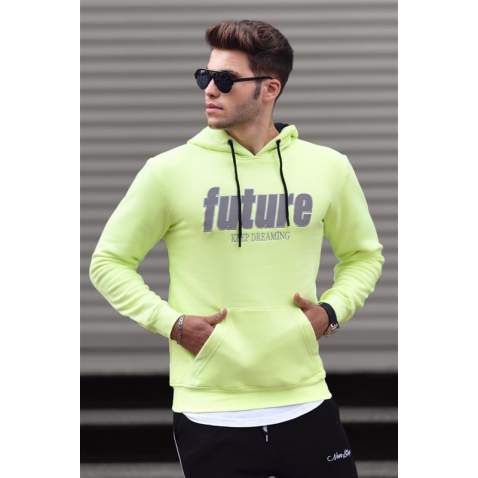 Madmext Green Printed Hoodie 4164 - Yeşil