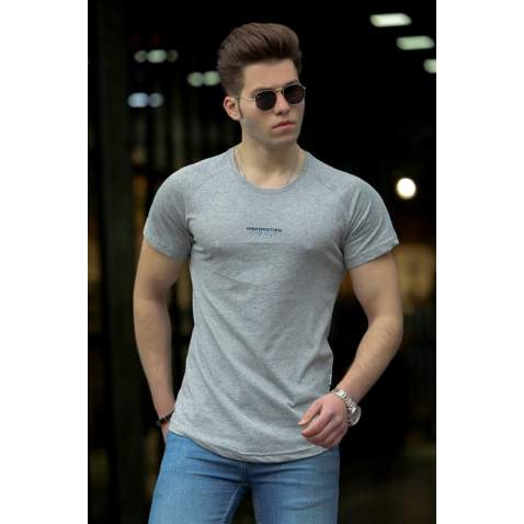 Madmext Grey Basic T-shirt for Men 4516 - Gri