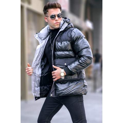 Black Hoodie Puffer Jacket 5744 - Siyah