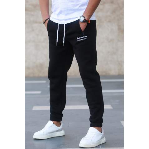 Madmext Black Embroidered Sweatpants For Men 5434 - Siyah