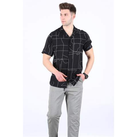 Madmext Men Designed Black Shirt 5539 - Siyah