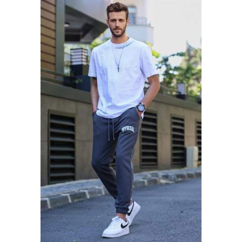 Men White Basic T-Shirt Tracksuit 5780 - Beyaz