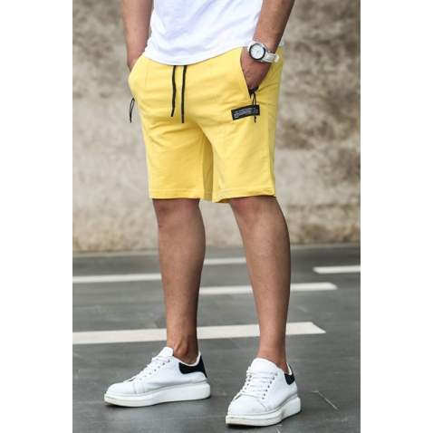 Madmext Yellow Zipper Detailed Shorts 4226 - Sarı