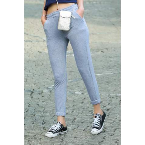 Mad Girls Grey Pocket Detailed Sweatpants MG463 - Gri