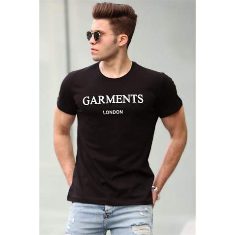 Madmext Black Printed T-shirt for Men 4018 - Siyah