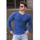 Madmext Blue Crewneck Knitwear Jumper 4637 - Mavi