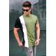 Madmext Men Striped Khaki T-shirt 5370 - Haki