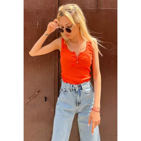 Women Orange Strappy Top - Turuncu