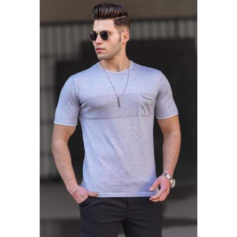 Madmext Gray T-shirt for Men 5089 - Gri