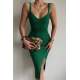 Mad Girls Knitwear Green Strap Dress MG1394 - Yeşil