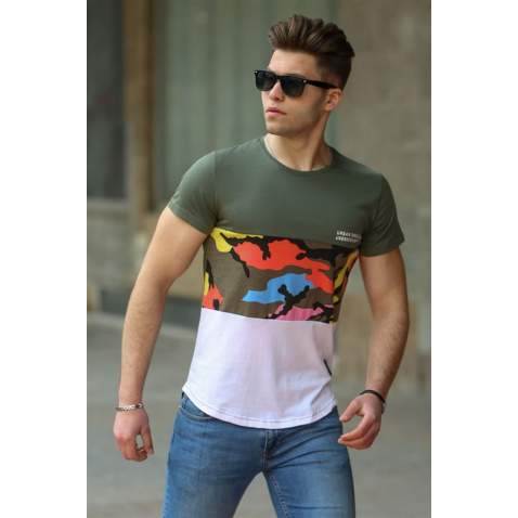 Madmext Black Camouflage T-shirt for Men 3003 - Haki