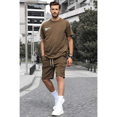 Madmext Men Oversize Brown Shorts Set 5391 - Kahverengi