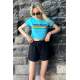 Turquoise Printed Crop T-Shirt MG1535 - Turkuaz