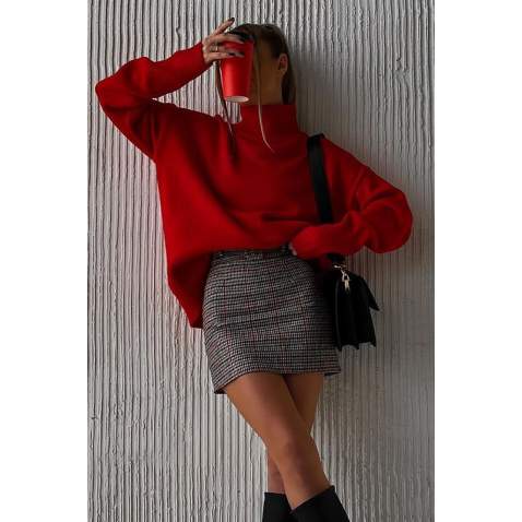 Mad Girls Turtleneck Red Sweater MG1252 - Kırmızı