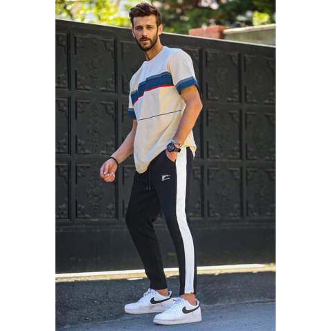 Men Striped Beige Tracksuit 5779 - Bej