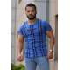 Madmext Blue Striped T-shirt for Men Mad4048 - Sax mavi