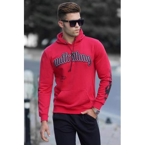 Madmext Men Printed Red Sweatshirt 5312 - Kırmızı