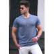 Madmext Men Plain Indigo T-shirt 3047 - İndigo