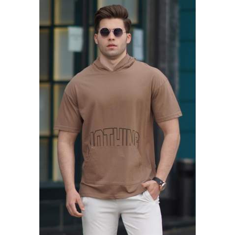 Madmext Men Printed Brown T-shirt 5236 - Kahverengi