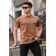 Madmext Men Printed Brown T-shirt 5395 - Kahverengi