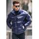 Navy Blue Shiny Basic Puffer Jacket 5993 - Lacivert