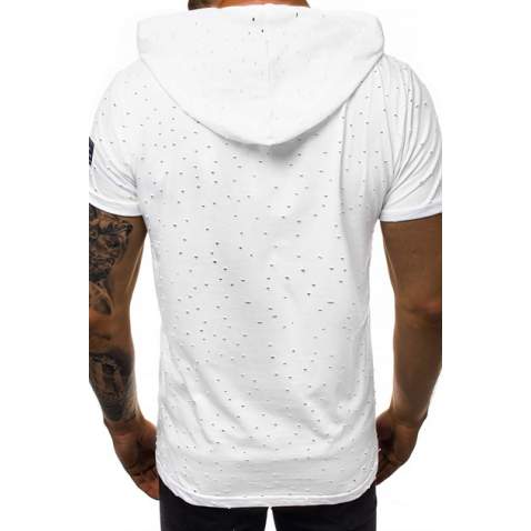 Madmext White Rapped T-shirt with Hood for Men 3069 - Beyaz