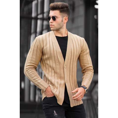 Madmext Men Camel Cardigan 5192 - Camel