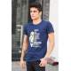 Madmext Navy Blue Printed T-shirt for Men 4016 - Lacivert