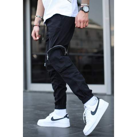 Madmext Men Cargo Black Trousers 5650 - Siyah