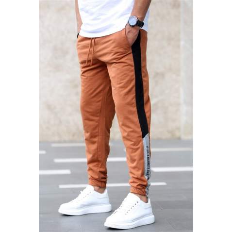 Madmext Camel Striped Sweatpants 2928 - Camel