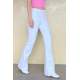 Women White Bell Bottom Cut Jeans MG1518 - Beyaz