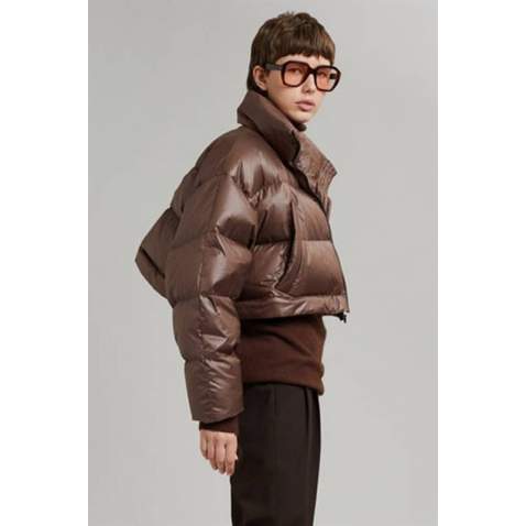 Mad Girls Brown Puffer Jacket MG1398 - Kahverengi