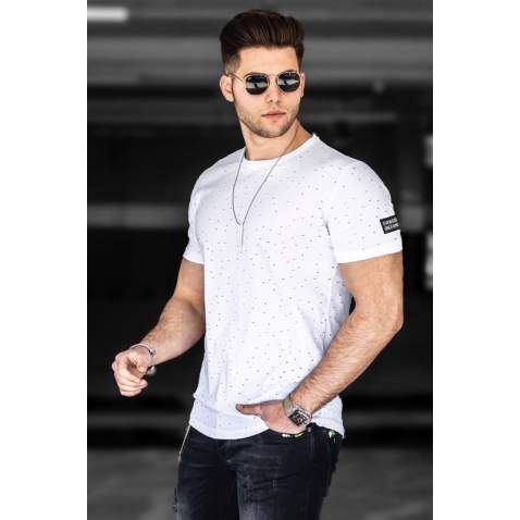 Madmext Men Ripped White T-shirt 2883 - Beyaz