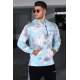 Madmext Blue Tie-Dye Hooded Men Sweatshirt 4759 - Mavi