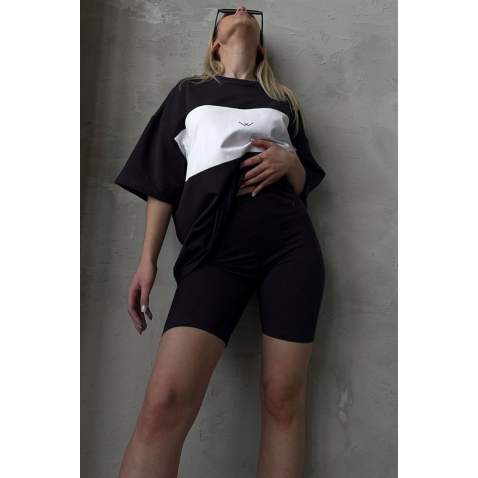 Women Black Oversize Tracksuit MG1536 - Siyah