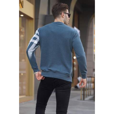 Indigo Printed Sweatshirt 6031 - İndigo