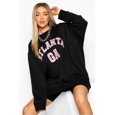 Mad Girls Printed Black Sweatshirt MG776 - Siyah