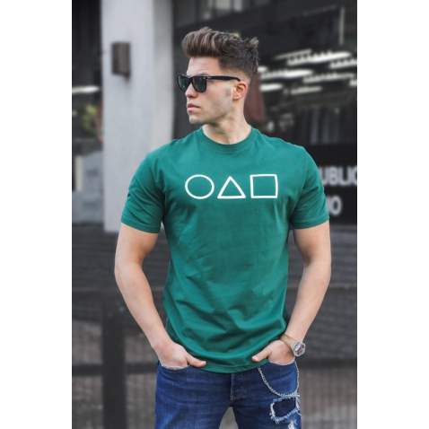 Madmext Men Printed Dark Green T-shirt 5384 - Koyu yeşil