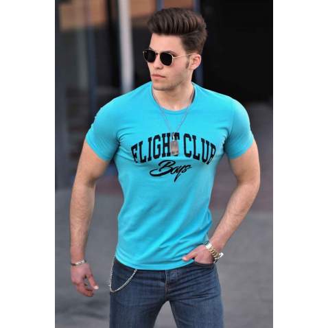 Madmext Blue Printed T-shirt for Men 4591 - Mavi