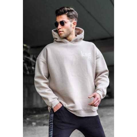 Madmext Men Beige Oversize Sweatshirt 5337 - Bej